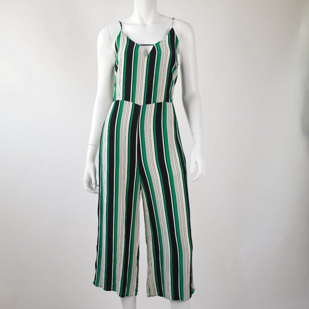 Need Supply Co. Stelen Jumpsuit in Green/Black/Ivory Stripe
